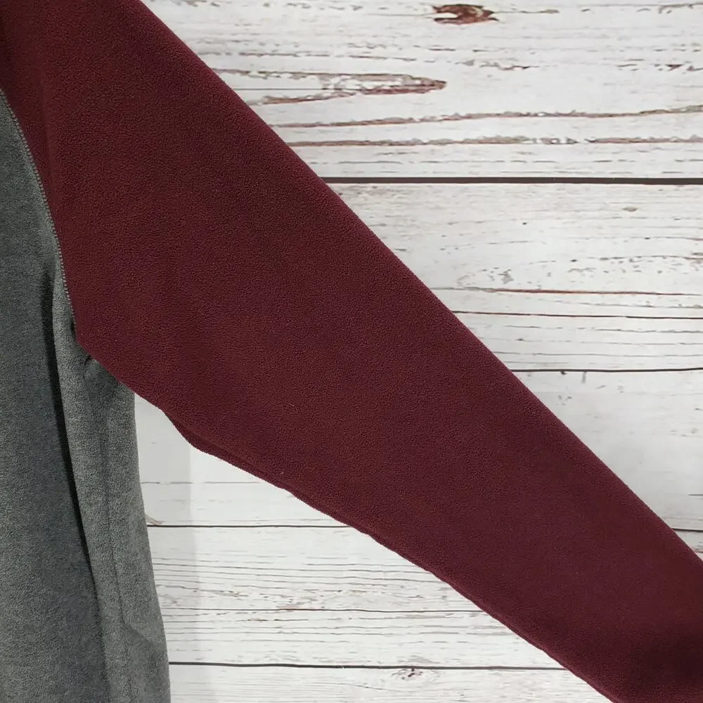 Aeropostale Men's Maroon Gray 1/4 Zip Fleece Sweatshirt1 Jacket Size XL